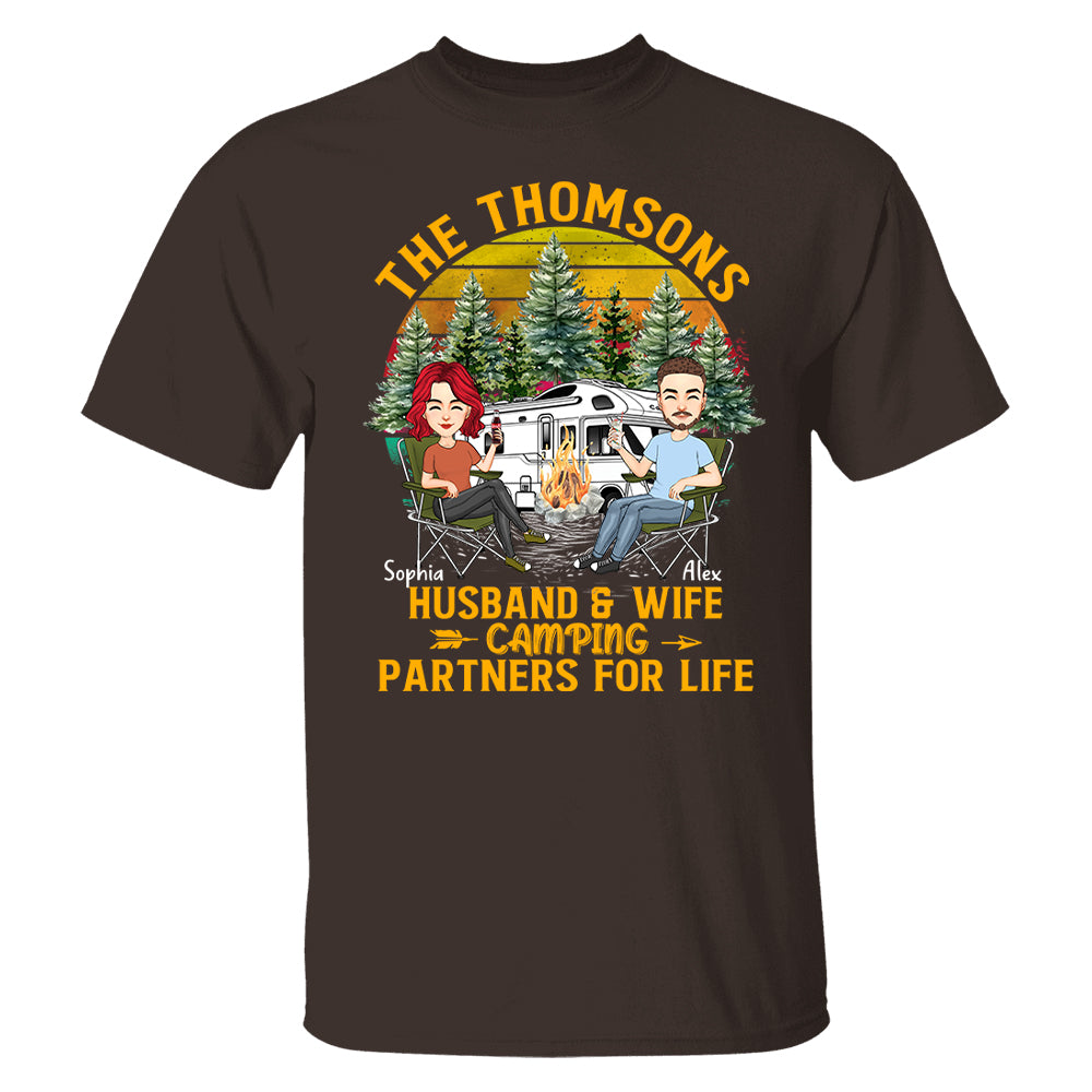 Husband & Wife Camping -  Anniversary, Vacation, Funny Gift For Campers - Personalized Custom Shirt Couples Na04 Tu20