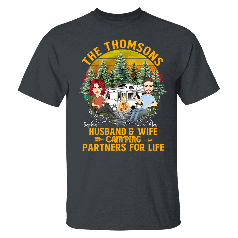 Husband & Wife Camping -  Anniversary, Vacation, Funny Gift For Campers - Personalized Custom Shirt Couples Na04 Tu20