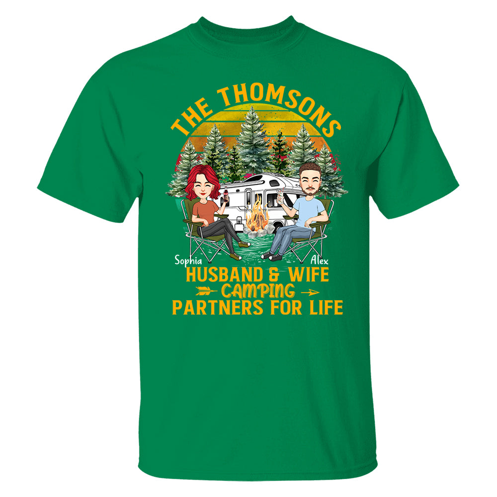 Husband & Wife Camping -  Anniversary, Vacation, Funny Gift For Campers - Personalized Custom Shirt Couples Na04 Tu20