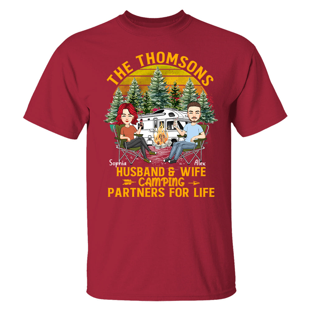 Husband & Wife Camping -  Anniversary, Vacation, Funny Gift For Campers - Personalized Custom Shirt Couples Na04 Tu20