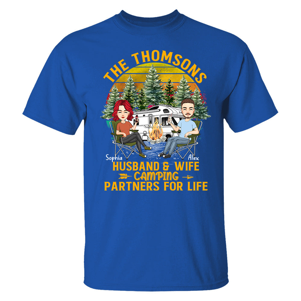 Husband & Wife Camping -  Anniversary, Vacation, Funny Gift For Campers - Personalized Custom Shirt Couples Na04 Tu20
