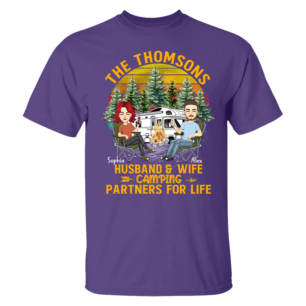 Husband & Wife Camping -  Anniversary, Vacation, Funny Gift For Campers - Personalized Custom Shirt Couples Na04 Tu20