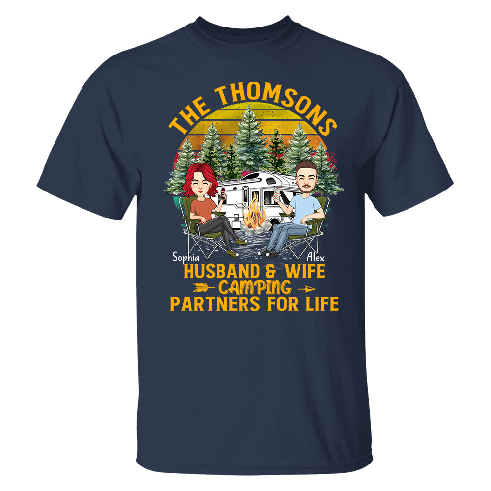 Husband & Wife Camping -  Anniversary, Vacation, Funny Gift For Campers - Personalized Custom Shirt Couples Na04 Tu20