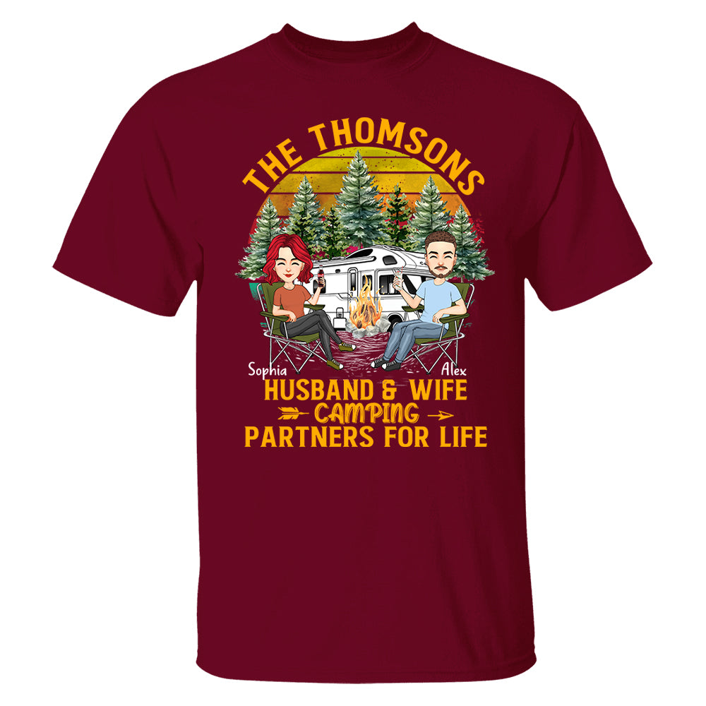 Husband & Wife Camping -  Anniversary, Vacation, Funny Gift For Campers - Personalized Custom Shirt Couples Na04 Tu20