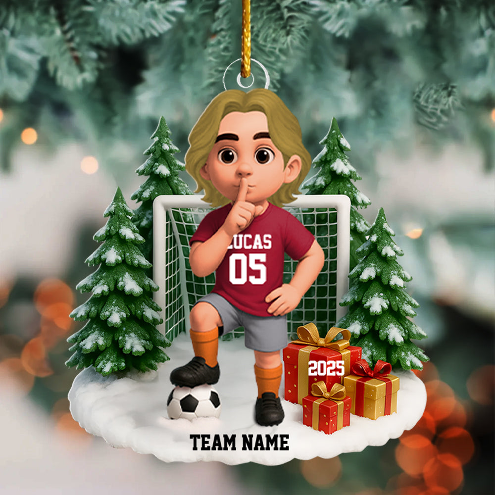Christmas Soccer Player - Personalized Acrylic Ornament - Gift For Soccer Players, School Soccer Team Tu24 Hv01