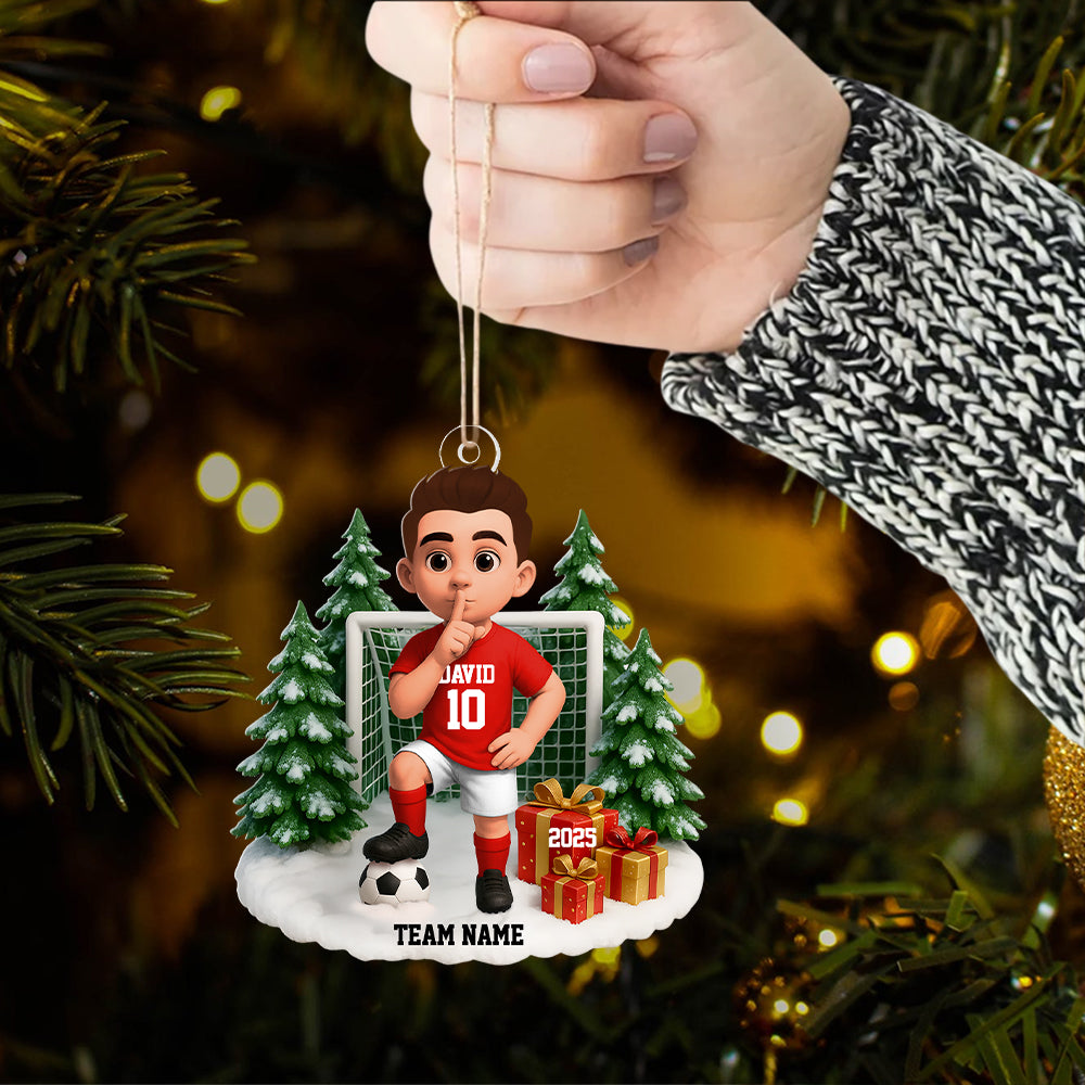 Christmas Soccer Player - Personalized Acrylic Ornament - Gift For Soccer Players, School Soccer Team Tu24 Hv01