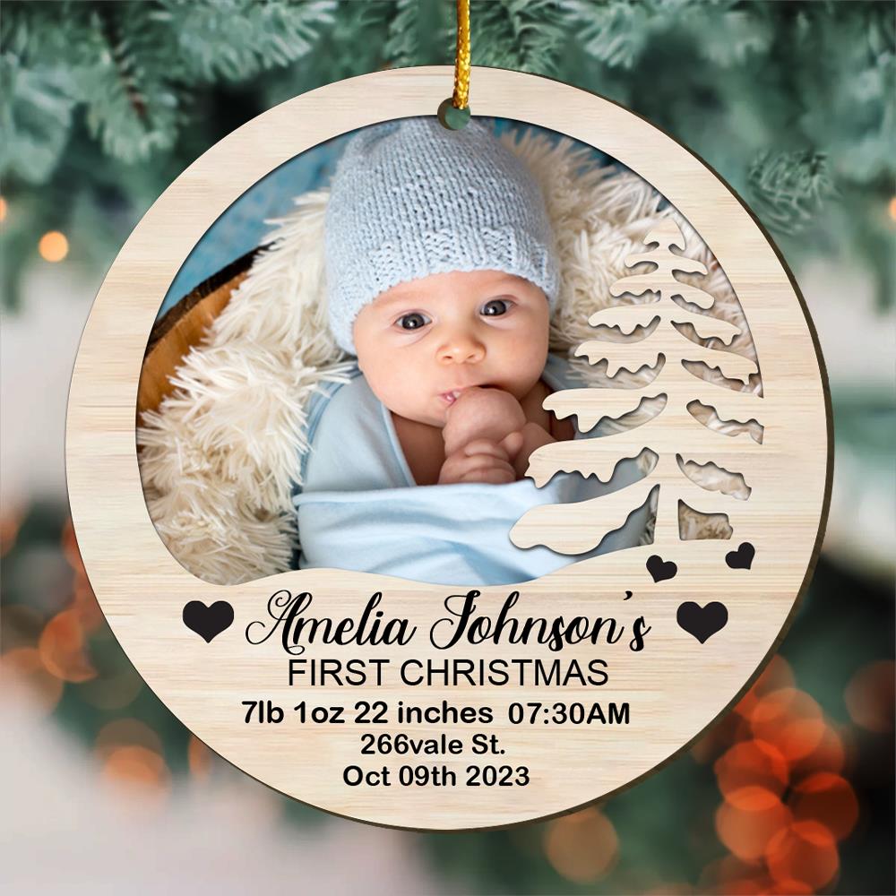 Baby First Christmas Ornament 2025, Personalized First Christmas Ornament, Custom Baby's First Crhistmas Ornament, New Baby Christmas Gift