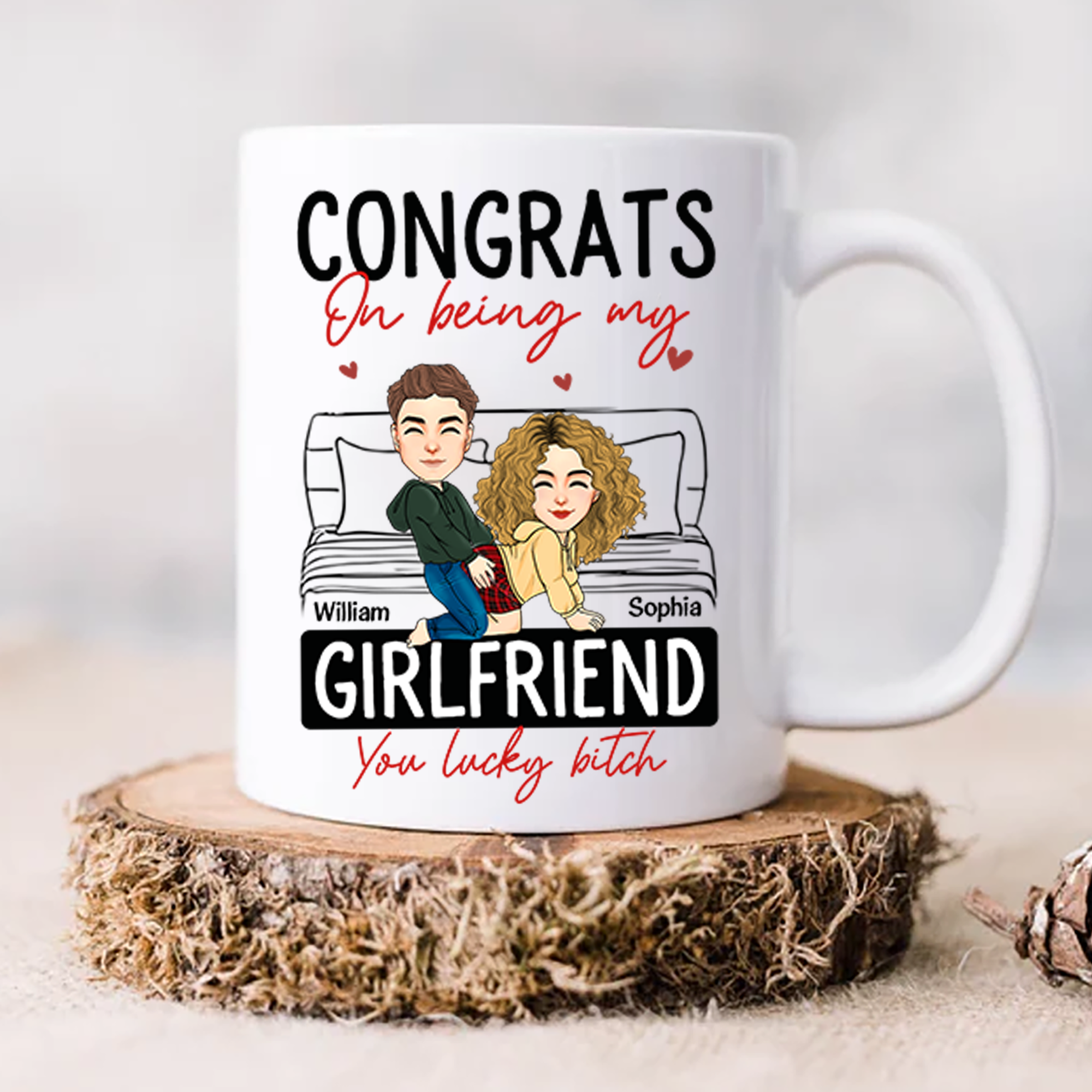 Congrats On Being My Boyfriend - Personalized Mug - Anniversary Gifts For Couple, Husband, Him, Boyfriend, Her, Wife, Girlfriend Pa00