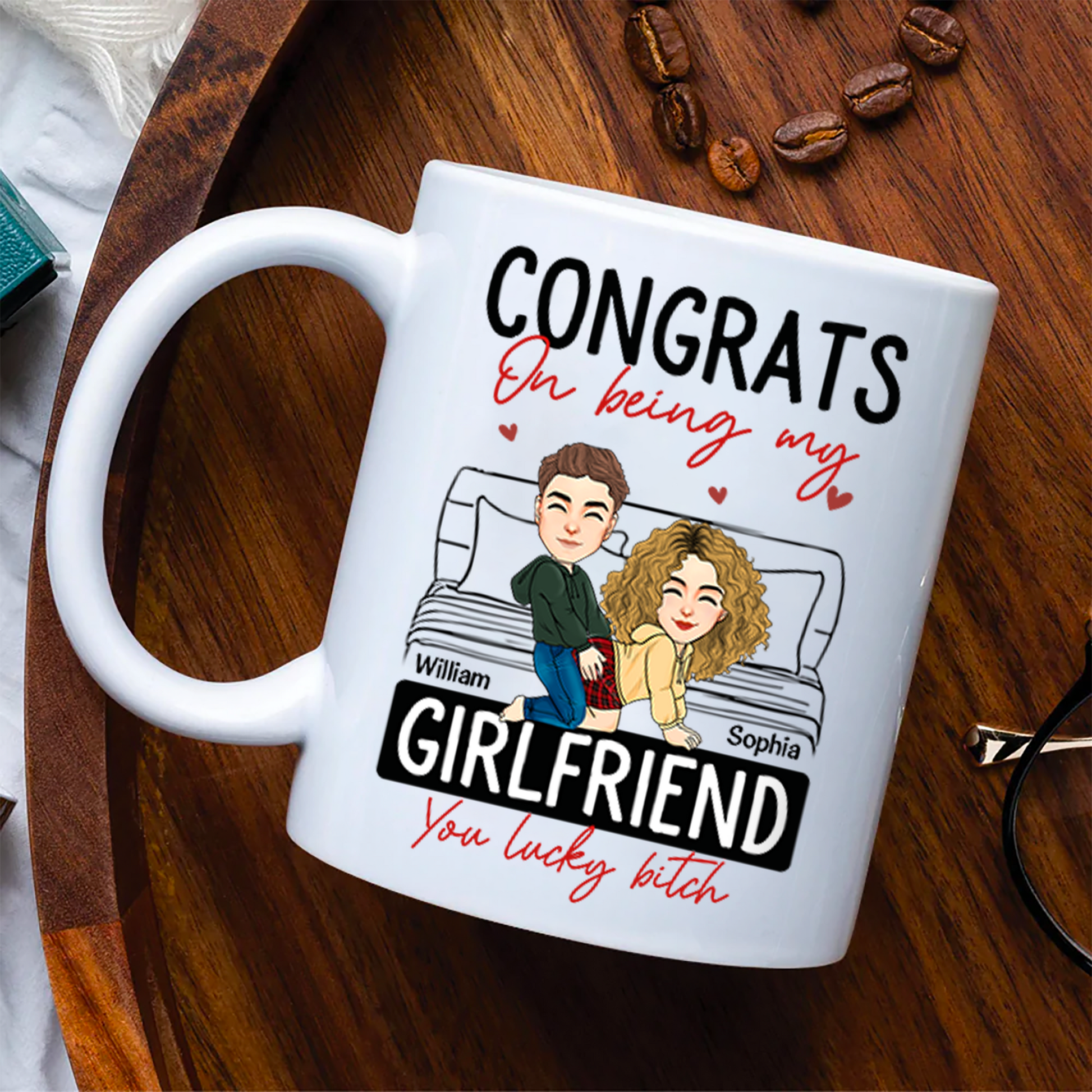 Congrats On Being My Boyfriend - Personalized Mug - Anniversary Gifts For Couple, Husband, Him, Boyfriend, Her, Wife, Girlfriend Pa00