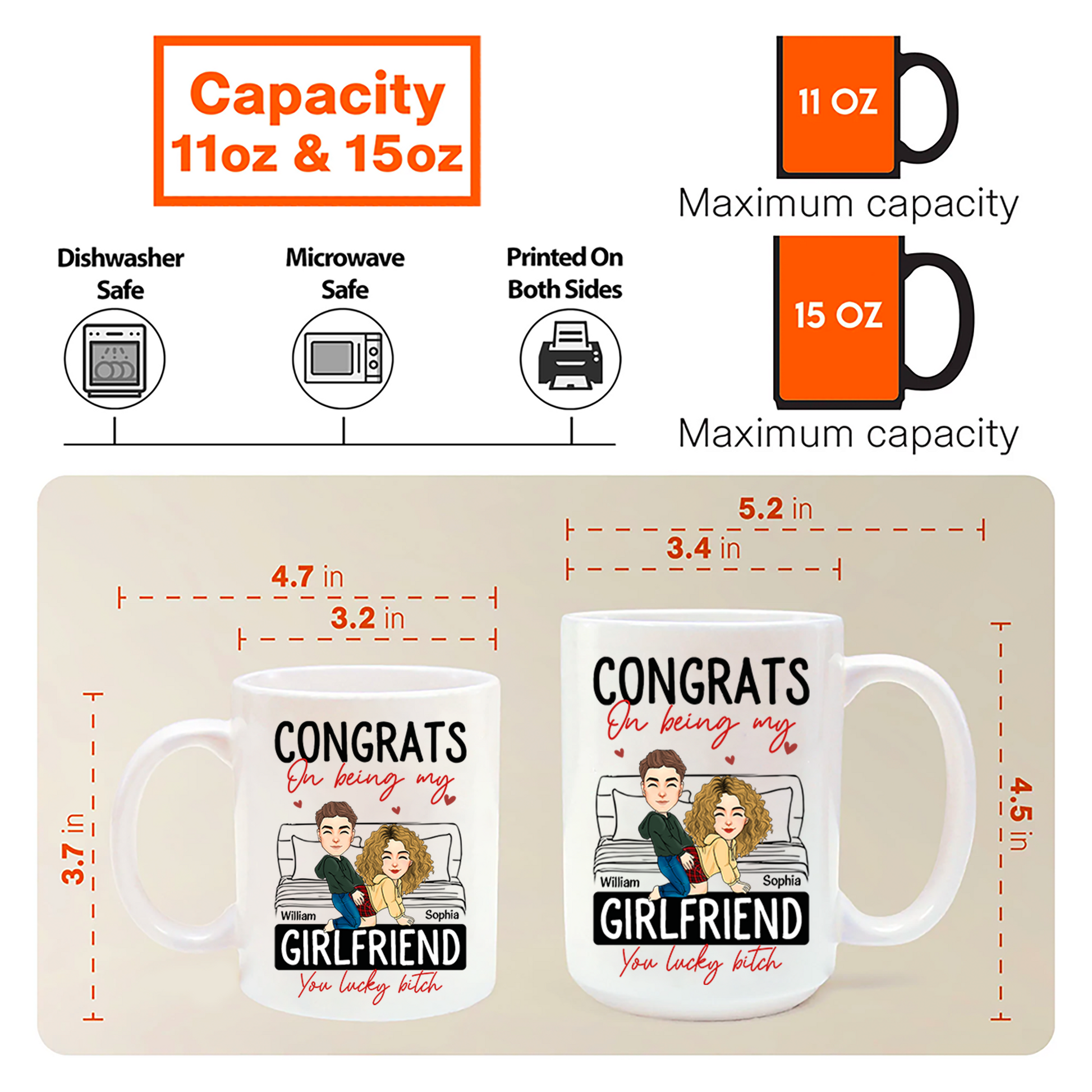 Congrats On Being My Boyfriend - Personalized Mug - Anniversary Gifts For Couple, Husband, Him, Boyfriend, Her, Wife, Girlfriend Pa00
