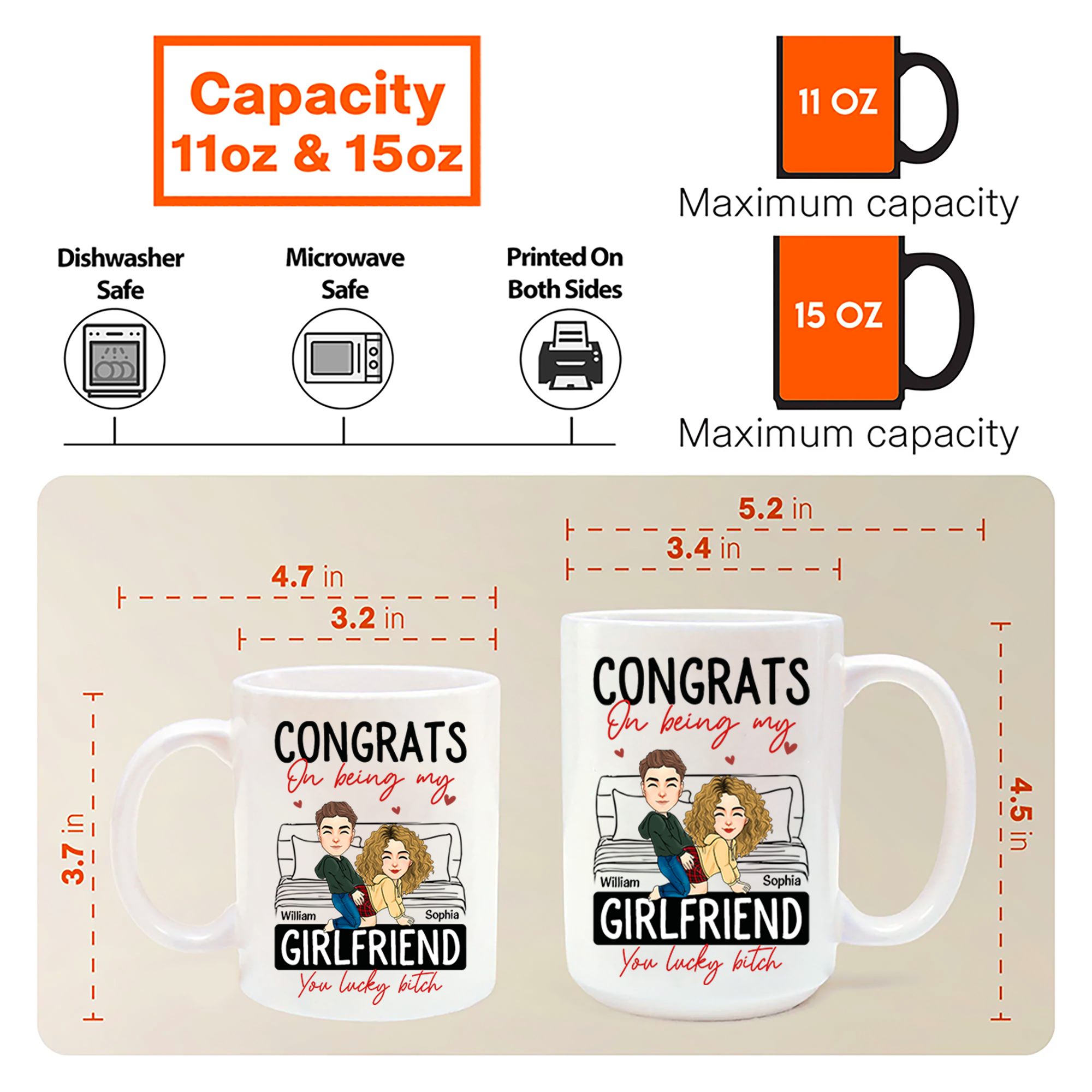 Congrats On Being My Boyfriend - Personalized Mug - Anniversary Gifts For Couple, Husband, Him, Boyfriend, Her, Wife, Girlfriend Pa00