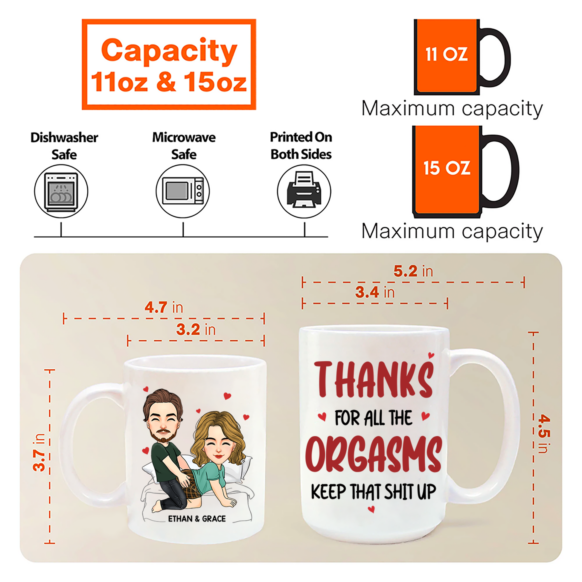 Thanks For All The Orgasms Keep That Shit Up  - Couple Personalized Custom Mug - Gift For Husband Wife, Anniversary Pa00