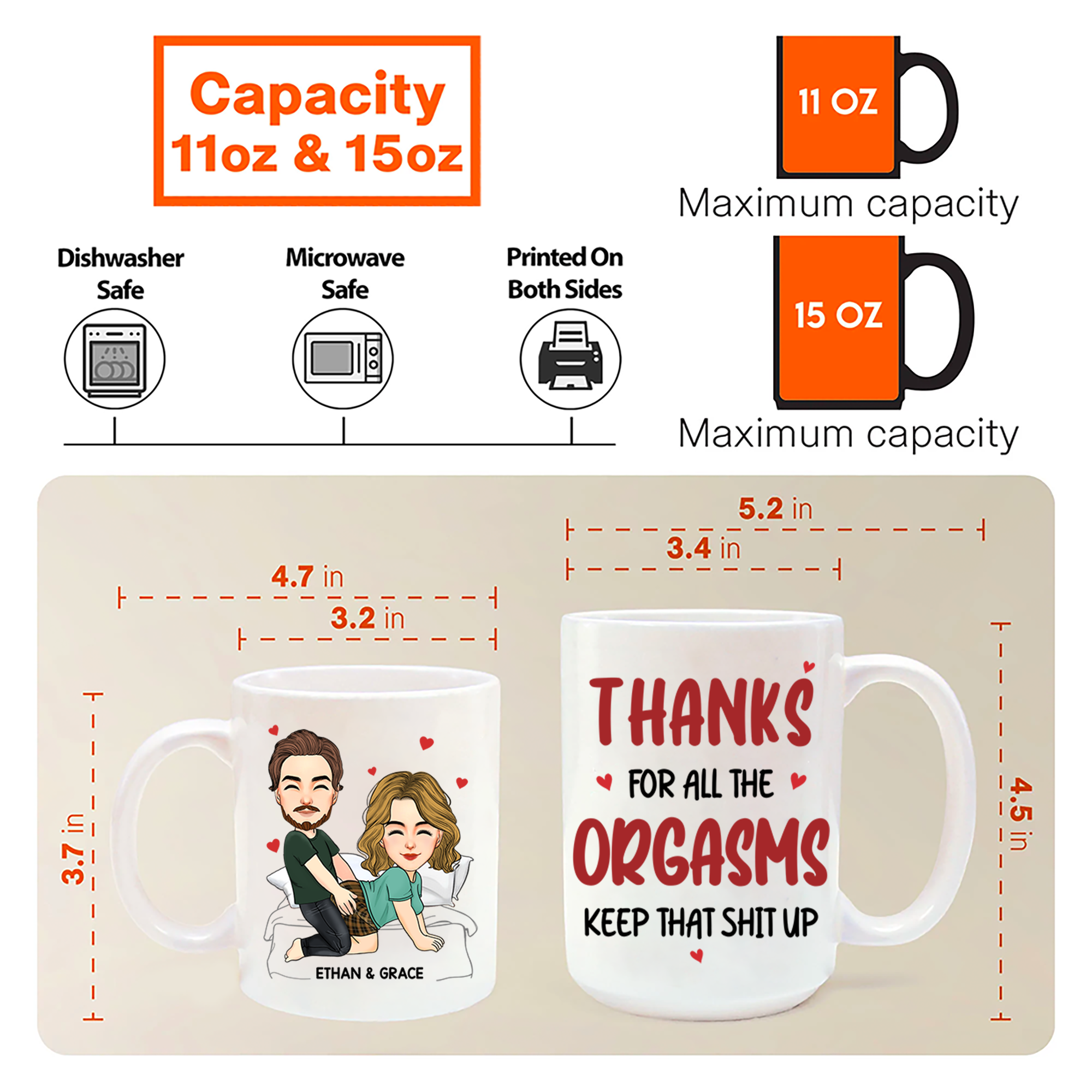 Thanks For All The Orgasms Keep That Shit Up  - Couple Personalized Custom Mug - Gift For Husband Wife, Anniversary Pa00