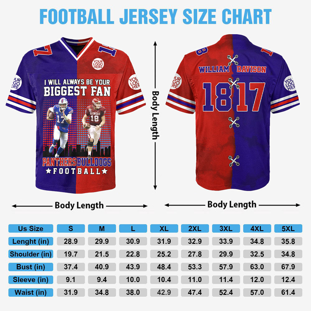 Custom Any Two Football Team, Personalized Team Name And Number Football Jersey Na02 Pt99