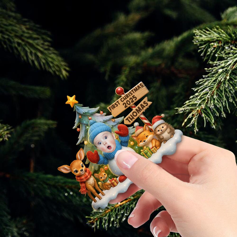 Custom Photo Under The Mistletoe With My Little Bundle Of Joy - Family Personalized Custom Ornament - Acrylic Custom Shaped - Christmas Gift For Baby Kids, Newborn Baby, First Christmas