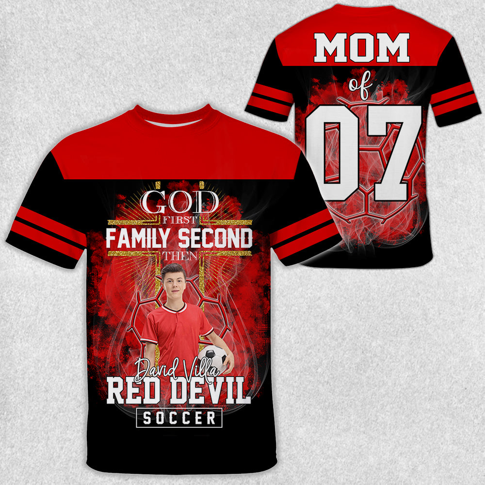 God First Family Second Then Soccer Personalized Photo All Over Print Shirt For Soccer Lovers