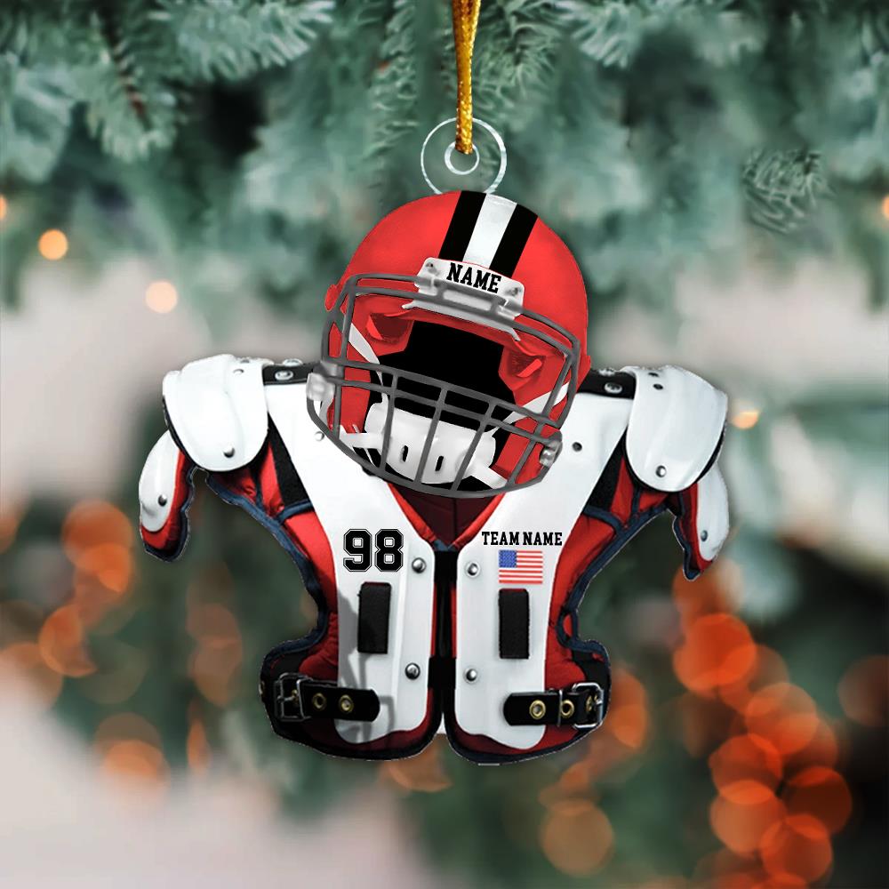 decoratimg with football helmets Personalized Football Shoulder Pads & Helmet Acrylic Ornament