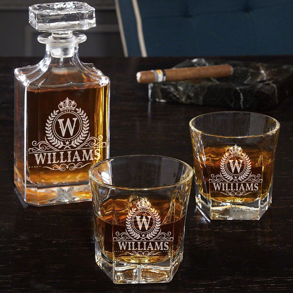 Royal Vintage Luxury Decanter Set Custom Name Whiskey Decanter Gift For Dad Father H2511