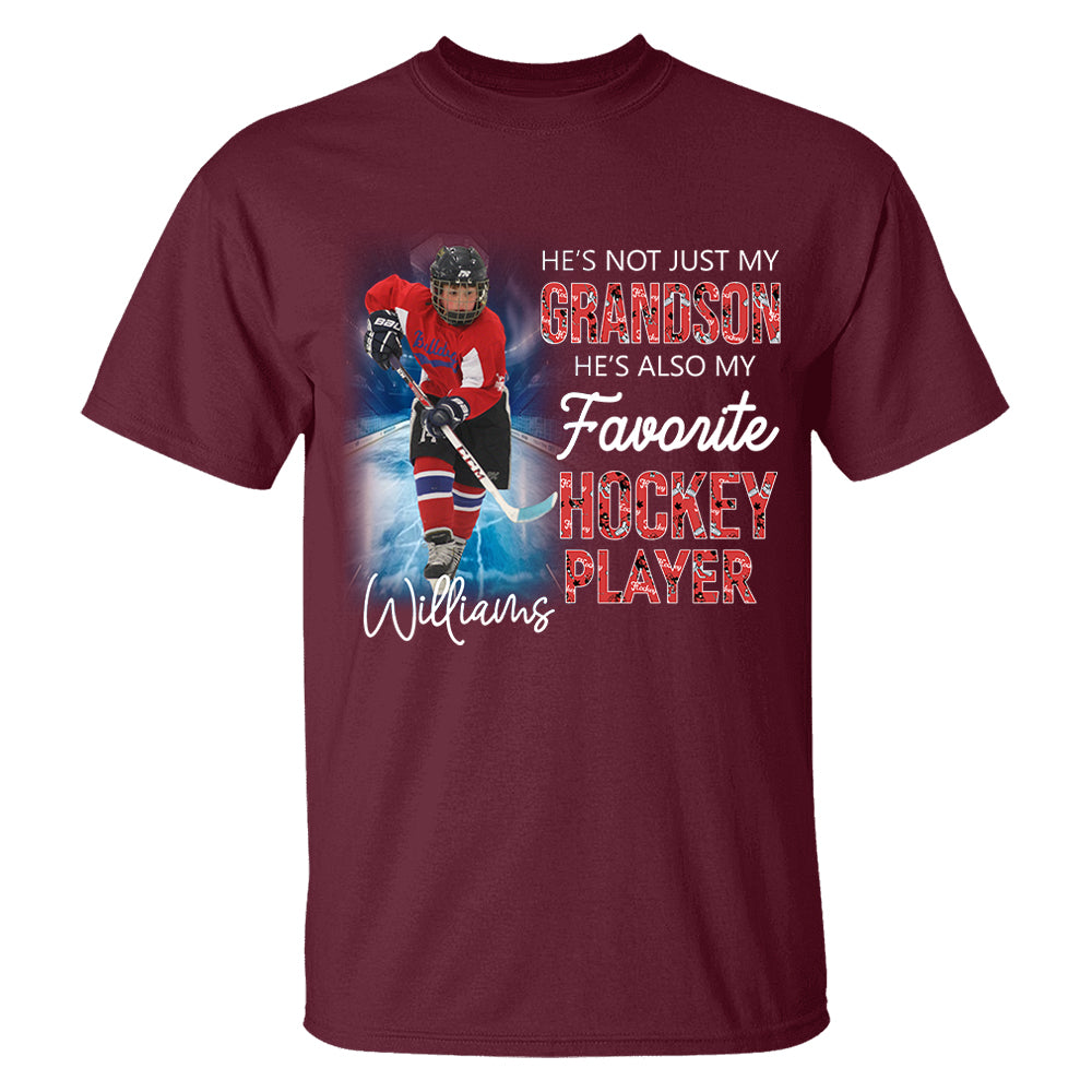 He's Not Just My Grandson He's Favorite Hookey Player - Personalized Shirt Tu20