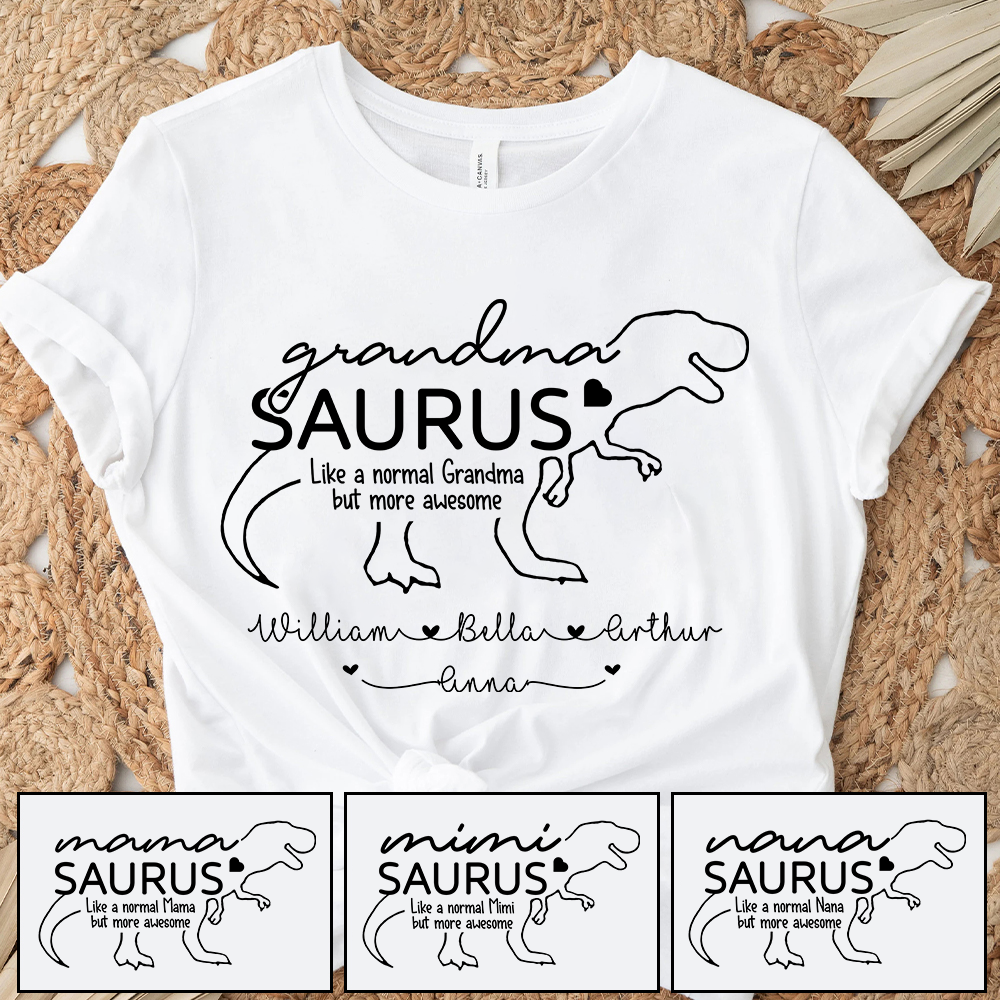 Personalized GrandmaSaurus Shirts - Custom Grandma With Grandkids Name - Mother's Day Gift