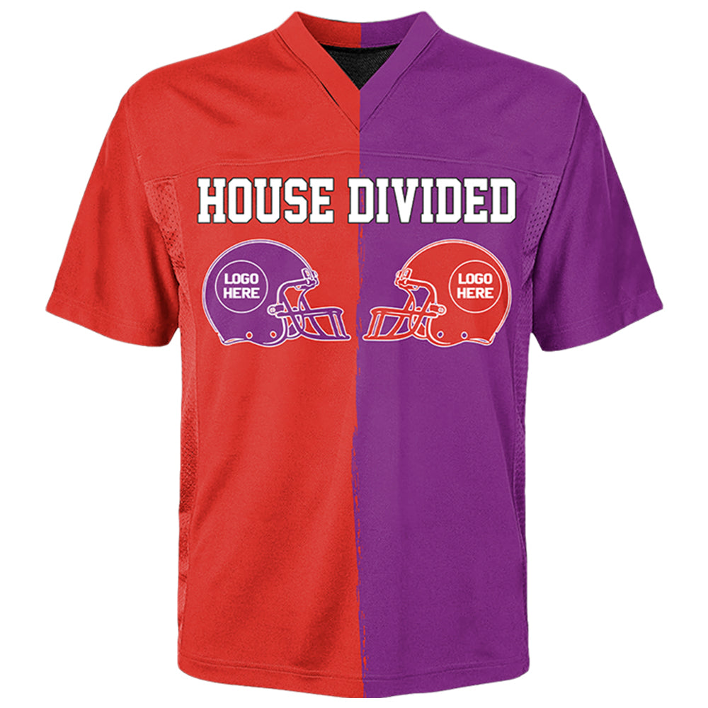 Custom Two Football Team Football Jersey Shirt, House Divided Football Split Team Football Jersey Tu20