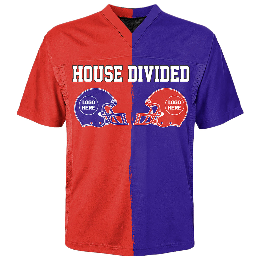 Custom Two Football Team Football Jersey Shirt, House Divided Football Split Team Football Jersey Tu20