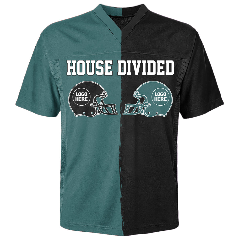 Custom Two Football Team Football Jersey Shirt, House Divided Football Split Team Football Jersey Tu20