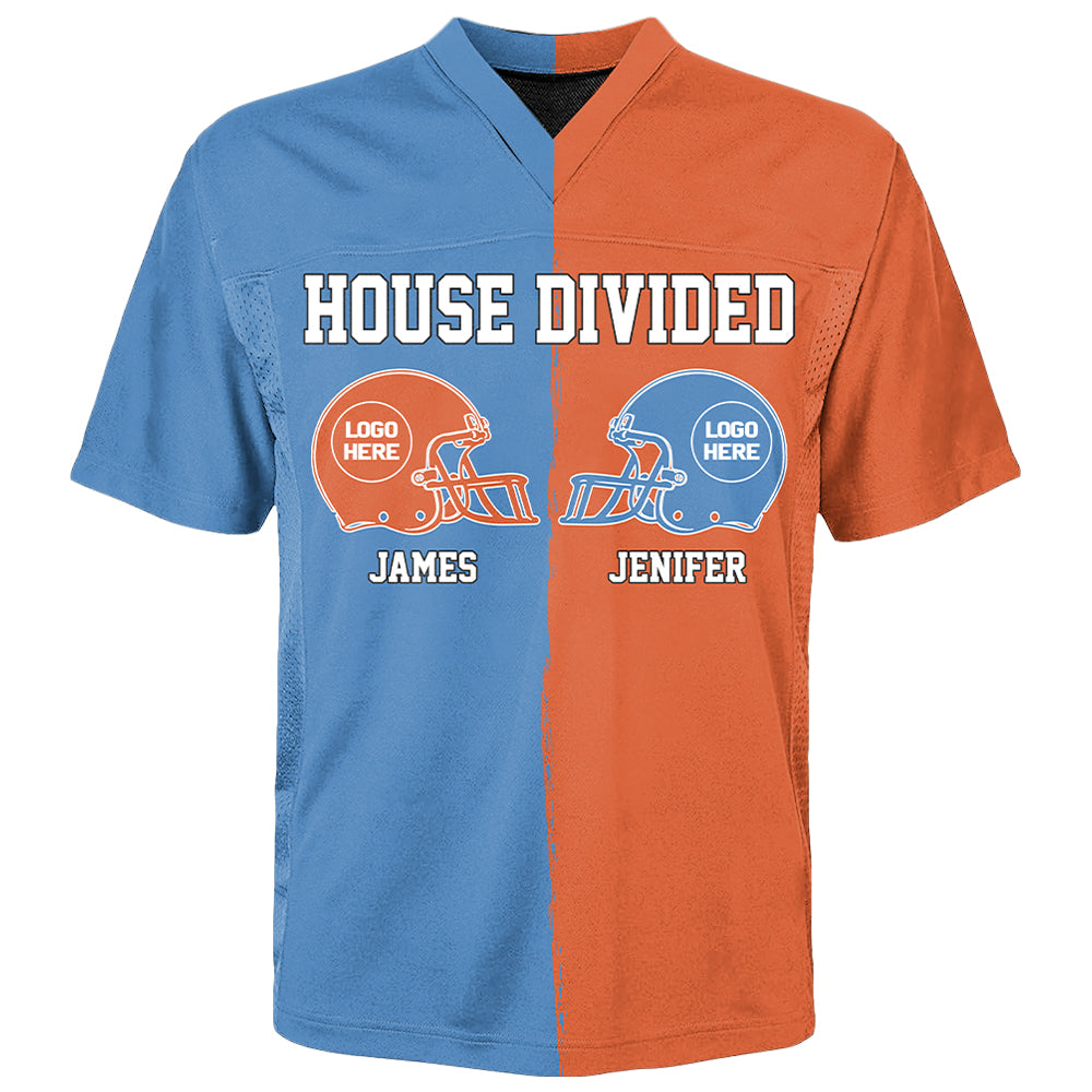 Custom Two Football Team Football Jersey Shirt, House Divided Football Split Team Football Jersey Tu20