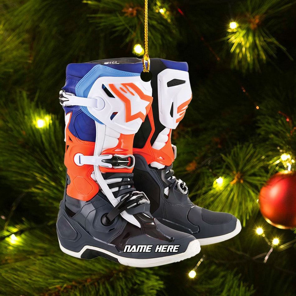 Personalized Ornament Motocross Boots Custom Shaped Ornament, Made By Acrylic And The 2 Sides Are The Same H2511