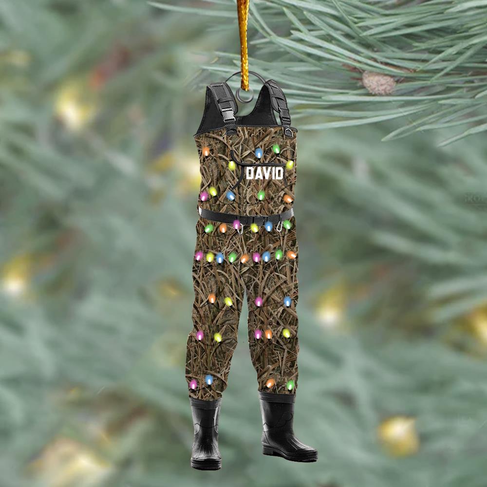Custom Chest Waders Hunting & Fishing Waders with Boots Ornament - Personalized Acrylic Ornament Nh00