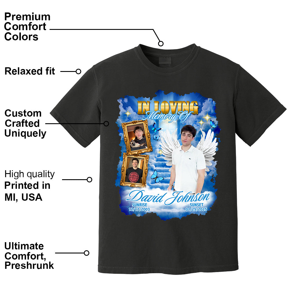 In Loving Memory ,Heaven's Stairway Shirt - Personalized Photo Memorial Shirt DO98