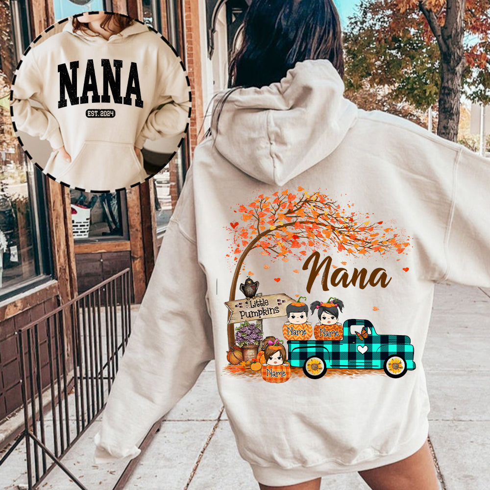 Nana's Little Pumpkins Autumn Truck Shirts With Grandkids Names