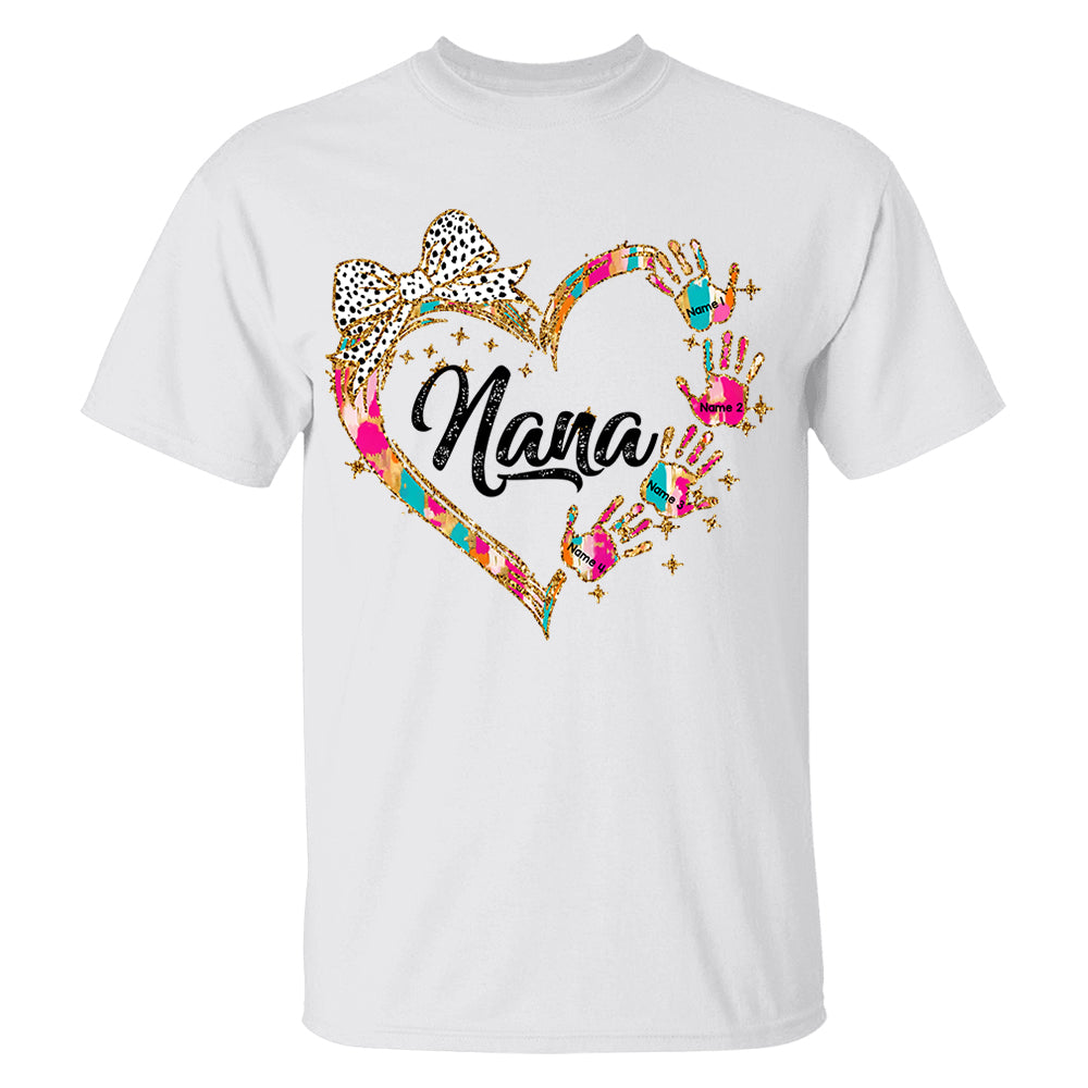 Grandma And Grandkids Coquette Christmas Personalized Shirts, Nickname And Names Can Be Changed