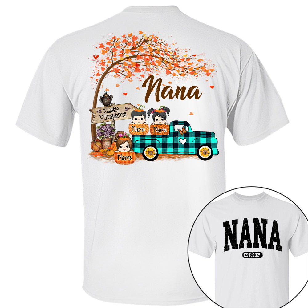 Nana's Little Pumpkins Autumn Truck Shirts With Grandkids Names