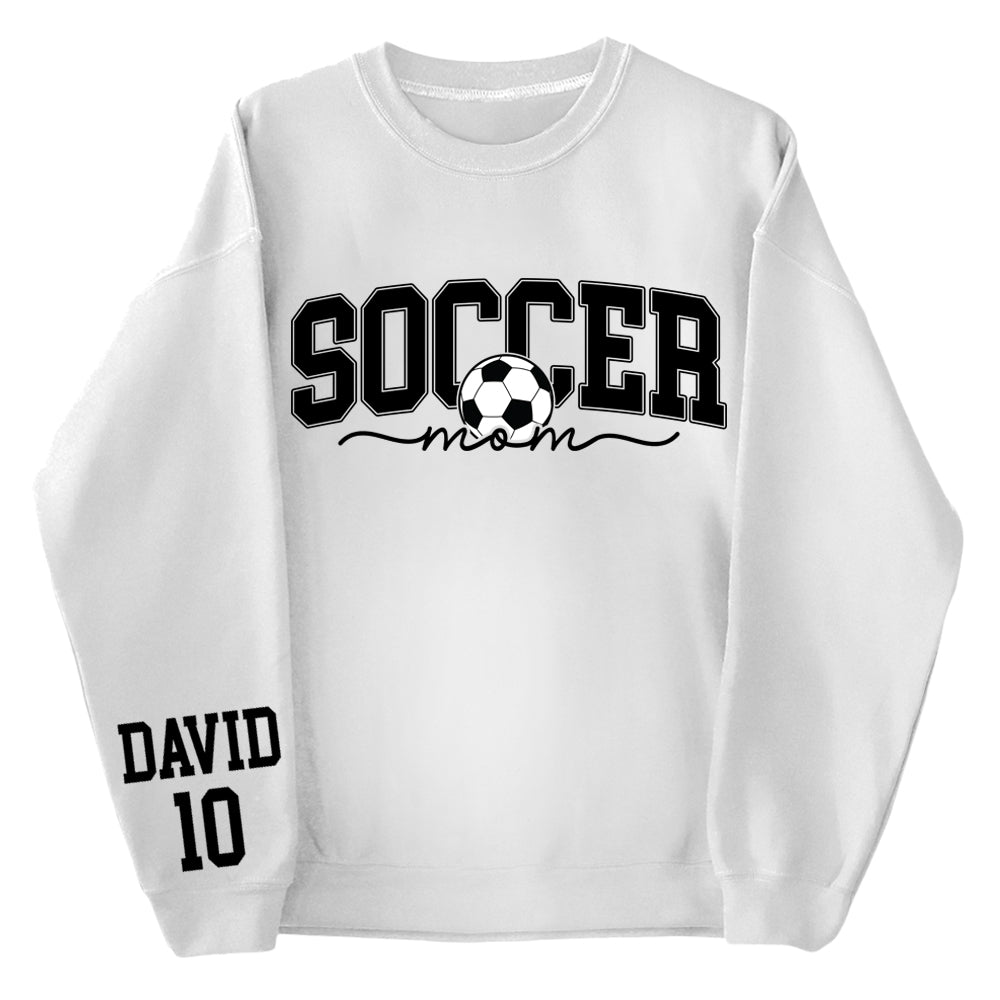 Personalize Soccer Mom Kids Name On Sleeve Sweatshirt, Mom Soccer Sweater, Soccer Mama Shirt, Gift for Soccer Mom, Fall Soccer Season Shirt Do99