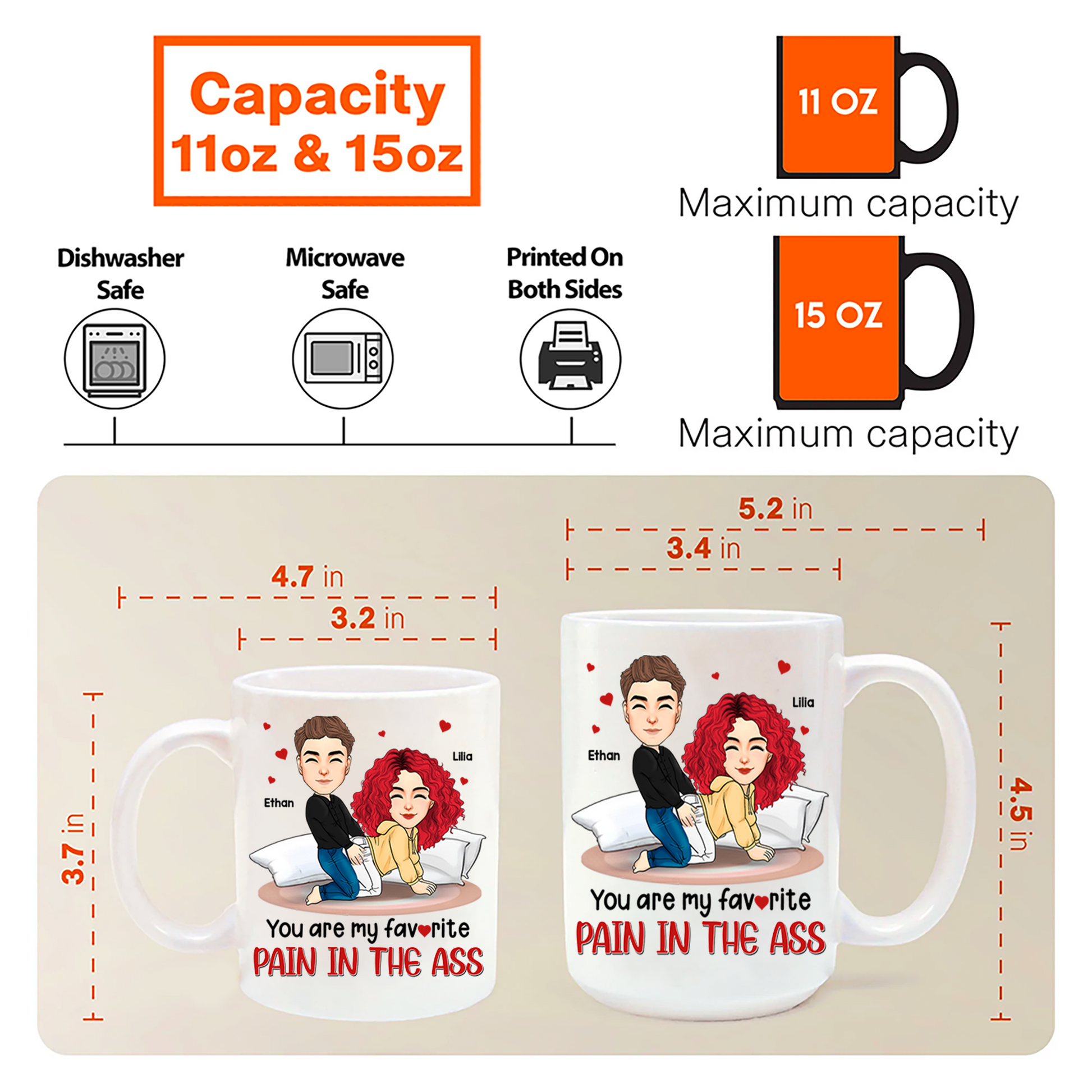 You Are My Favorite Pain In The Ass - Couple Personalized Custom Mug - Gift For Husband Wife, Anniversary Pa00