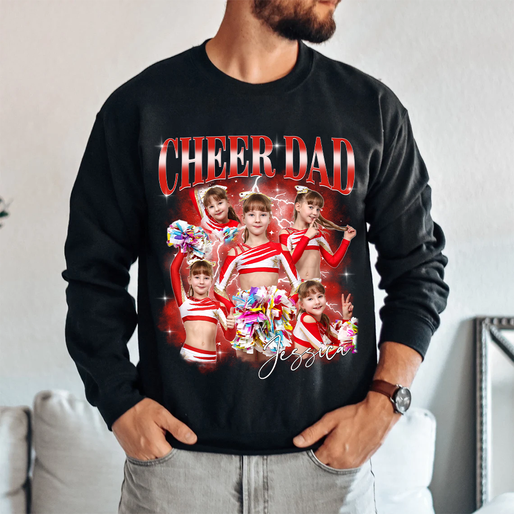 Personalized Cheer Dad Shirt - Custom Photo Cheer Dad, Game Day Cheer Leading Your Own Pictures