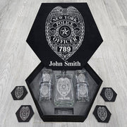 Police Badge Decanter Set Gift For Police Officer Law Enforcement H2511