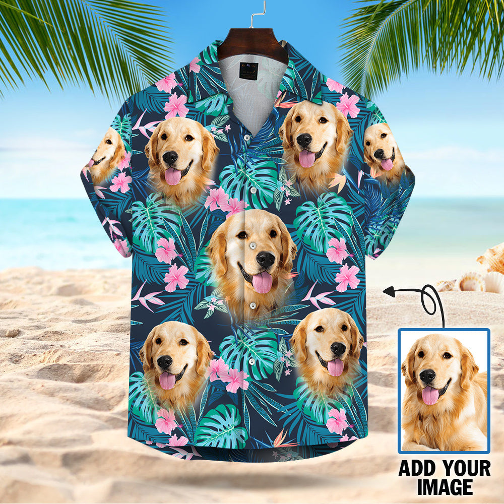 Custom Dog Cat Face Leaves & Flowers Custom Hawaiian Shirt With Multiple Faces