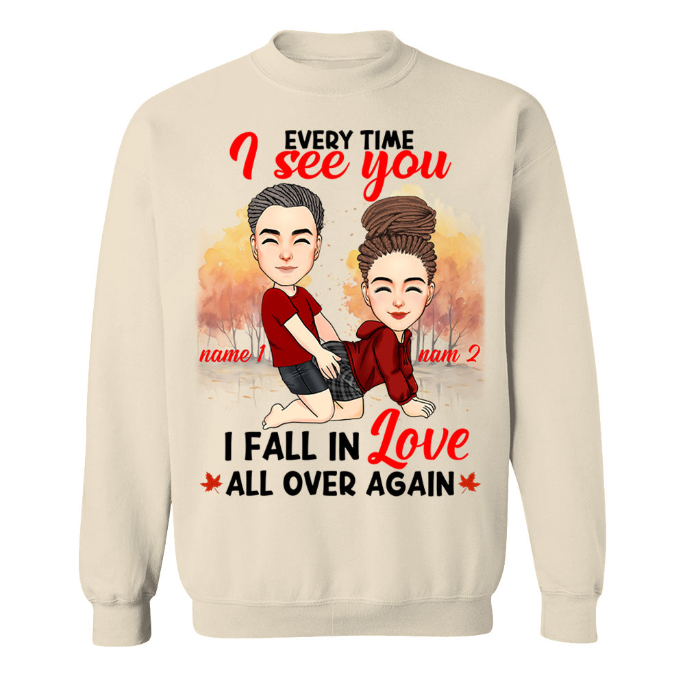Everytime I See You I Fall In Love All Over Again - Personalized Shirt For Couple