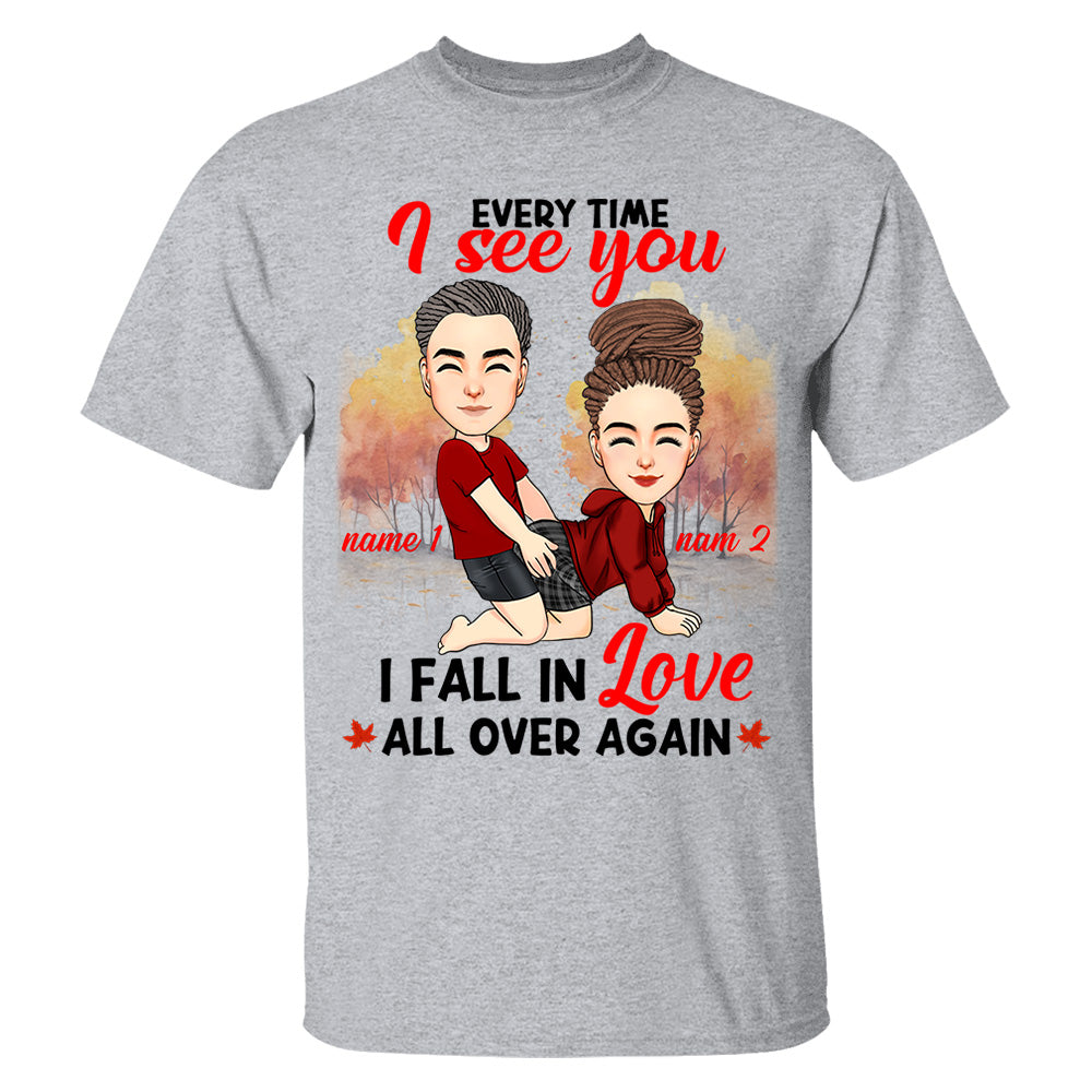 Everytime I See You I Fall In Love All Over Again - Personalized Shirt For Couple