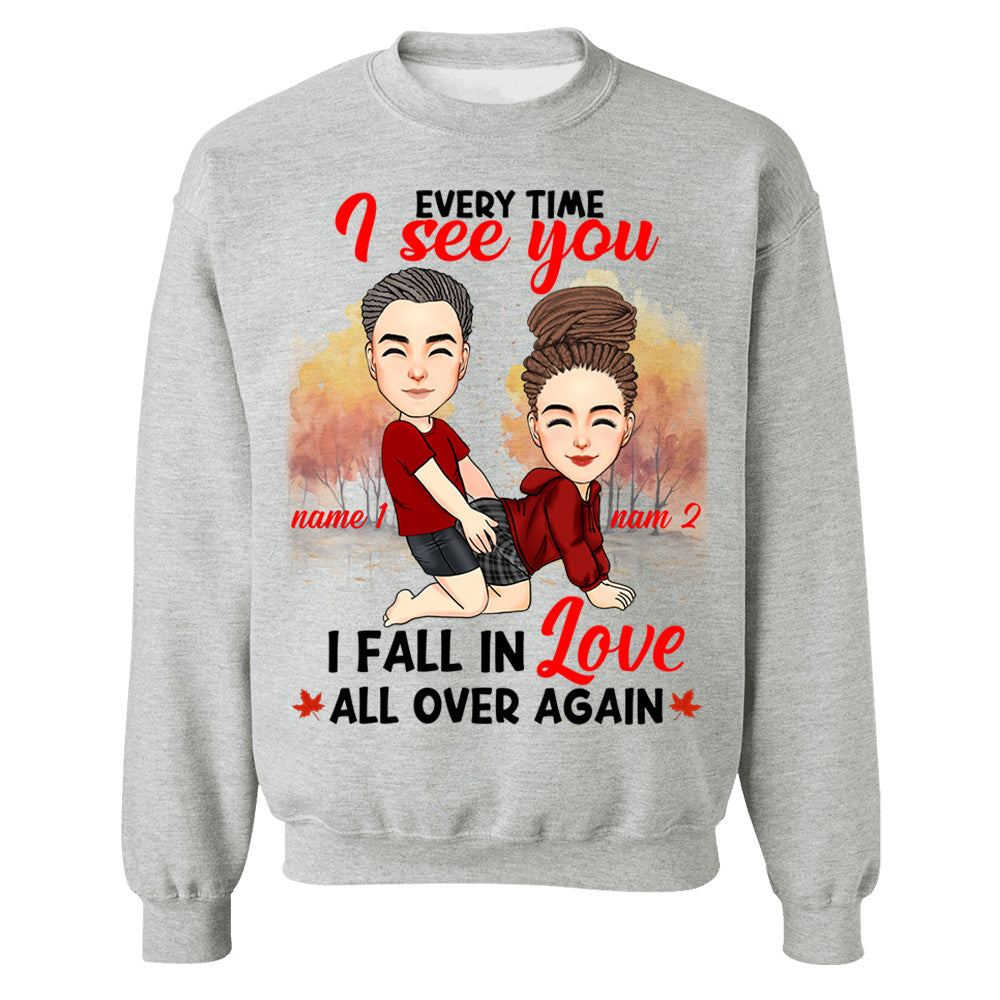 Everytime I See You I Fall In Love All Over Again - Personalized Shirt For Couple