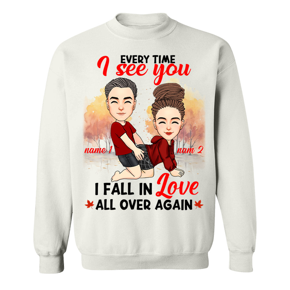 Everytime I See You I Fall In Love All Over Again - Personalized Shirt For Couple