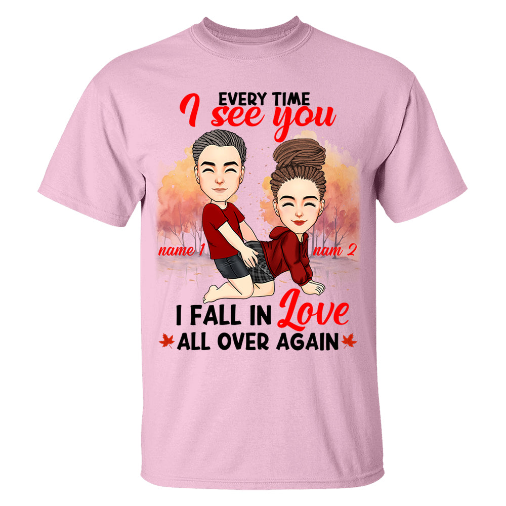 Everytime I See You I Fall In Love All Over Again - Personalized Shirt For Couple