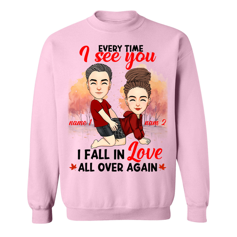 Everytime I See You I Fall In Love All Over Again - Personalized Shirt For Couple