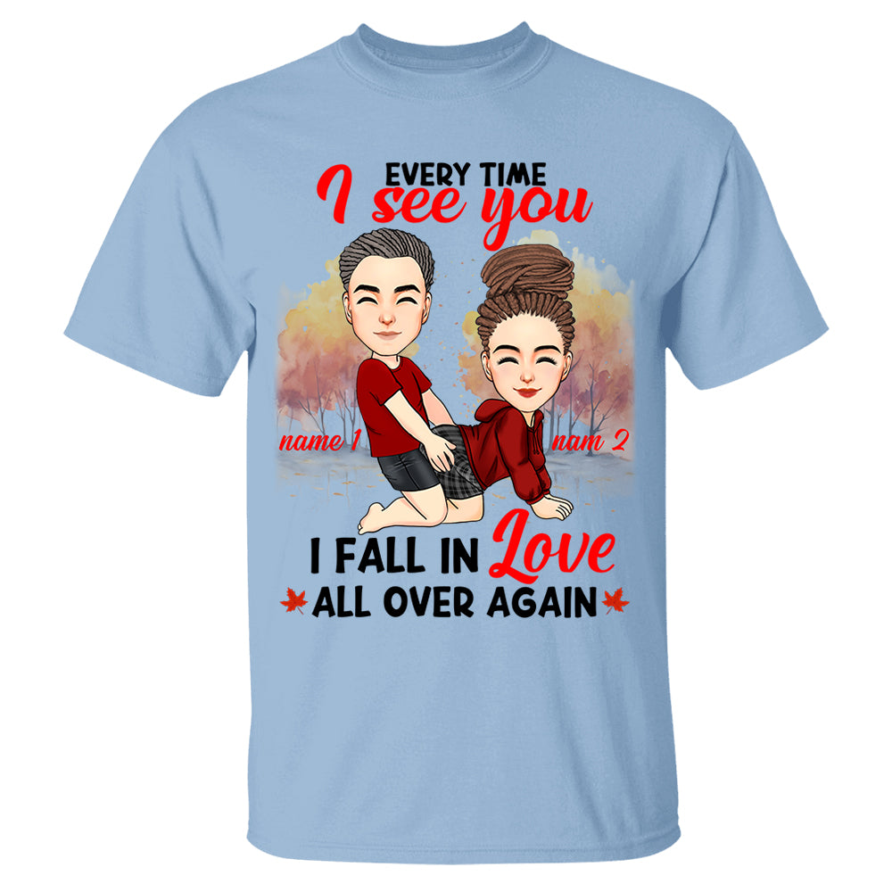 Everytime I See You I Fall In Love All Over Again - Personalized Shirt For Couple