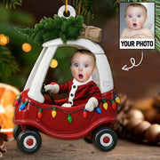 Custom Baby Kid In Car - Personalized Newborn Christmas Photo Ornament  Li29