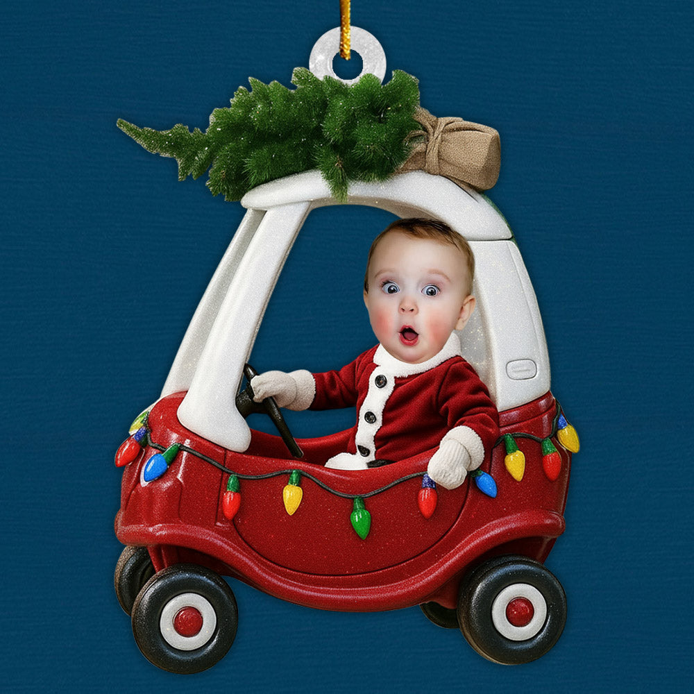 Custom Baby Kid In Car - Personalized Newborn Christmas Photo Ornament  Li29