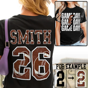 Personalized Football Mom Shirt, Custom Game Day Mom Football Tee, Child Name & Number Football Game Season Shirt, Gameday Sports Mama Tee