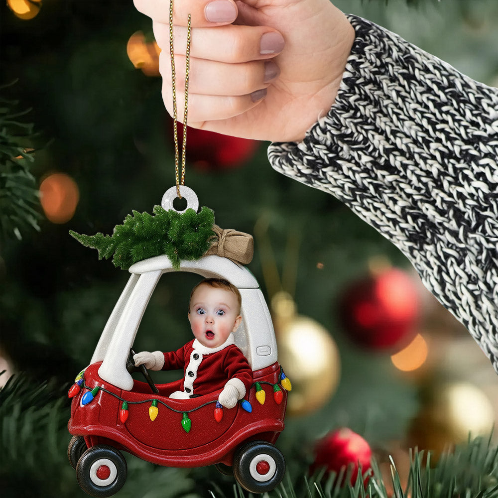 Custom Baby Kid In Car - Personalized Newborn Christmas Photo Ornament  Li29